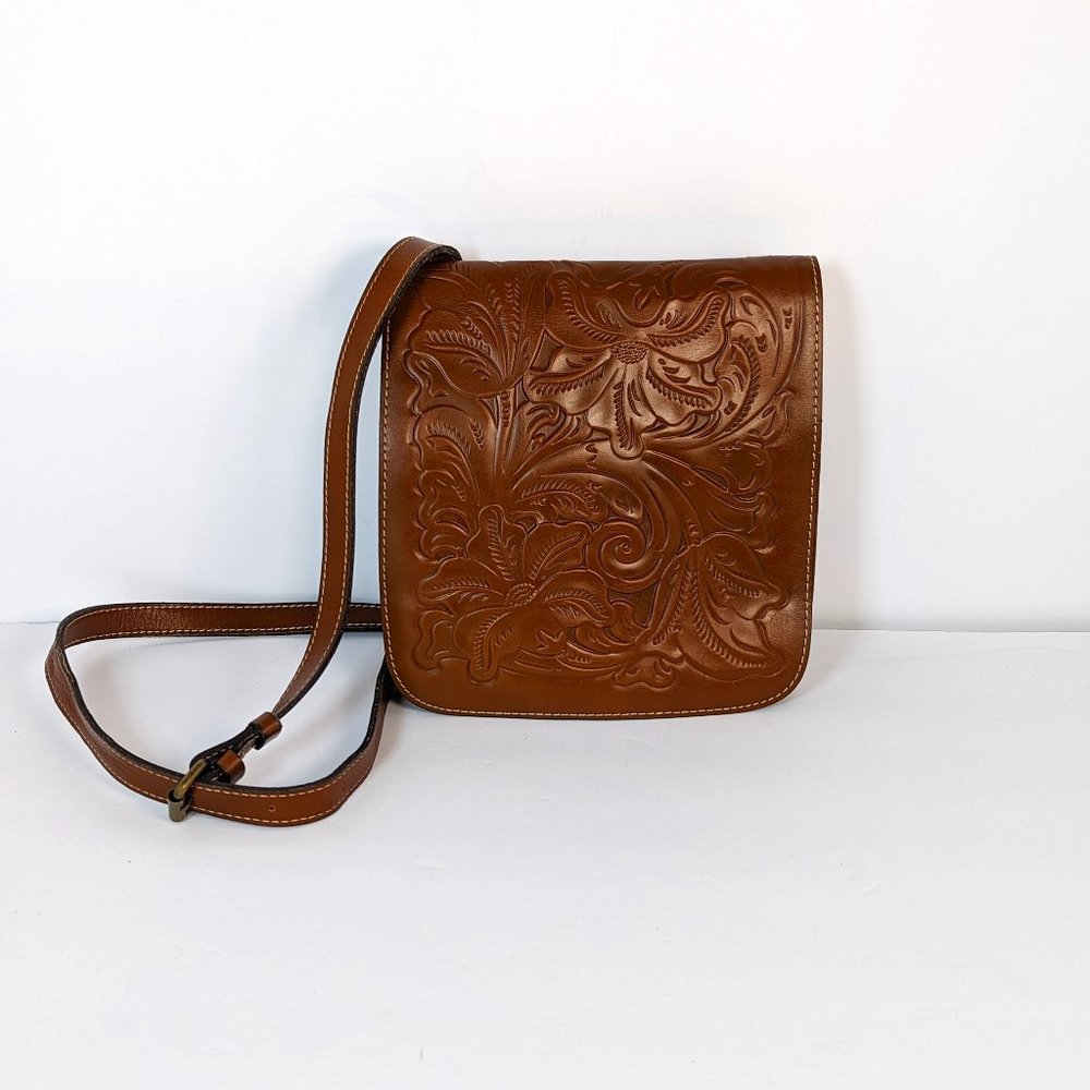 Patricia Nash Leather Girona Crossbody Bag in Tooled Florence
